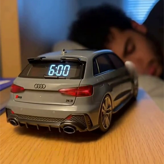 Time Display Sports Car Alarm Clock with Engine Light Glow Unique Valentine's Gift for Car Lovers Bedroom Decor