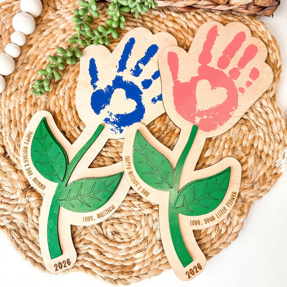Personalized Mother's Day Handprint Flower Keepsake for Mom Grandma
