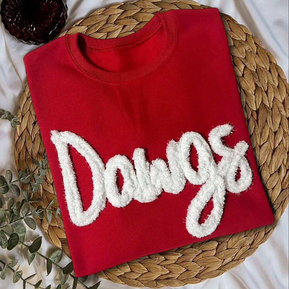 Custom Chenille Embroidered Team Sport Sweatshirt with Game Day Fuzzy Letter Unique Gift for Game Day