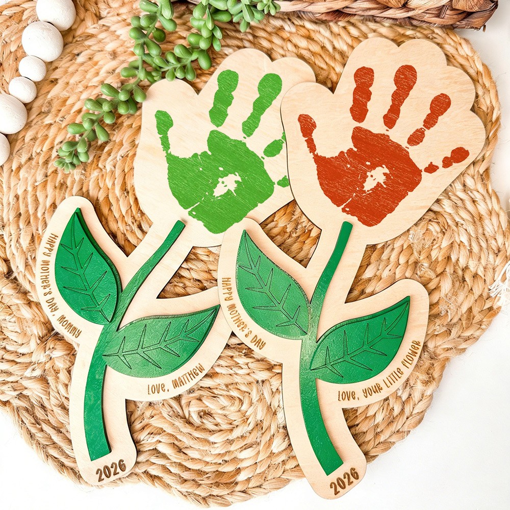 Personalized Mother's Day Handprint Flower Keepsake for Mom Grandma