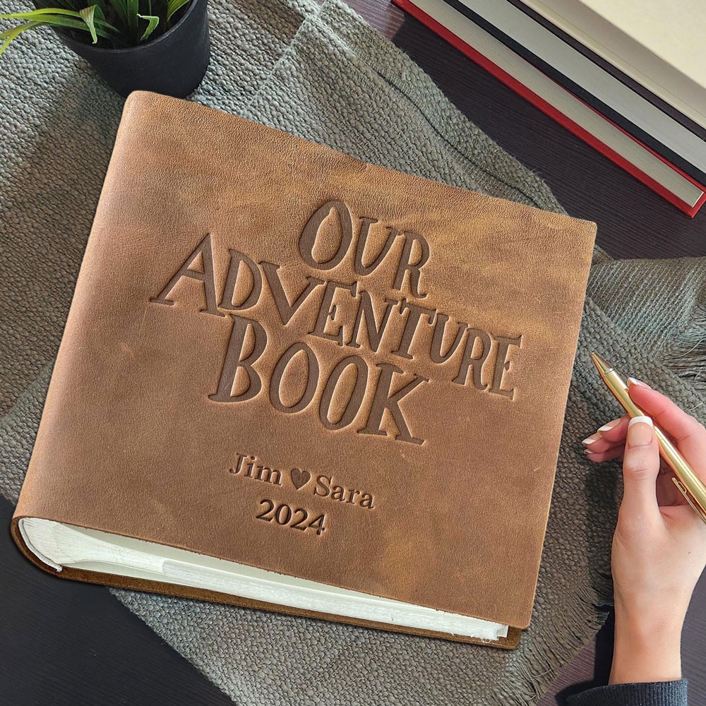 Our Adventure Book Personalized Leather Travel Photo Album For Christmas Valentine's Day Anniversary Gift Ideas