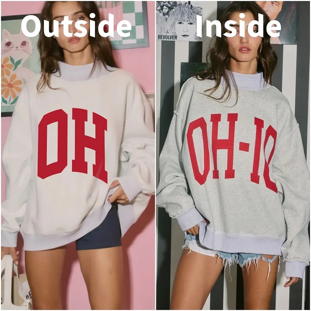 Custom Ohio/OH Reversible Mockneck Sweatshirt with Double Sided Collar Unique Gift for Game Day