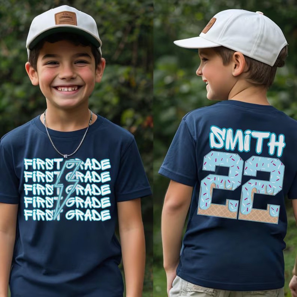 Personalized Drip Baseball Back to School T-Shirts with Kids Names Perfect First Day of School Gift Ideas