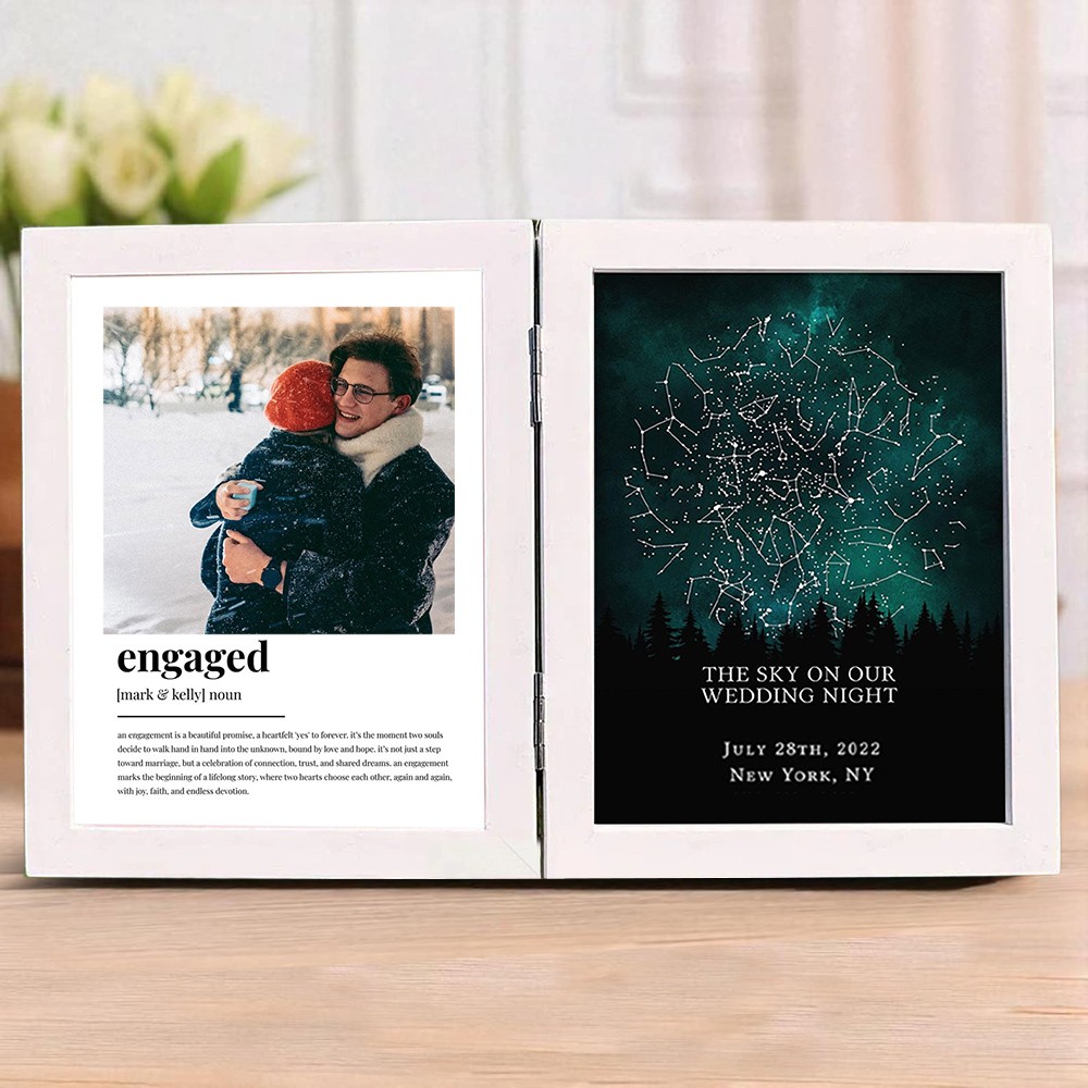 Custom Definition Frame with Star Map for Couples