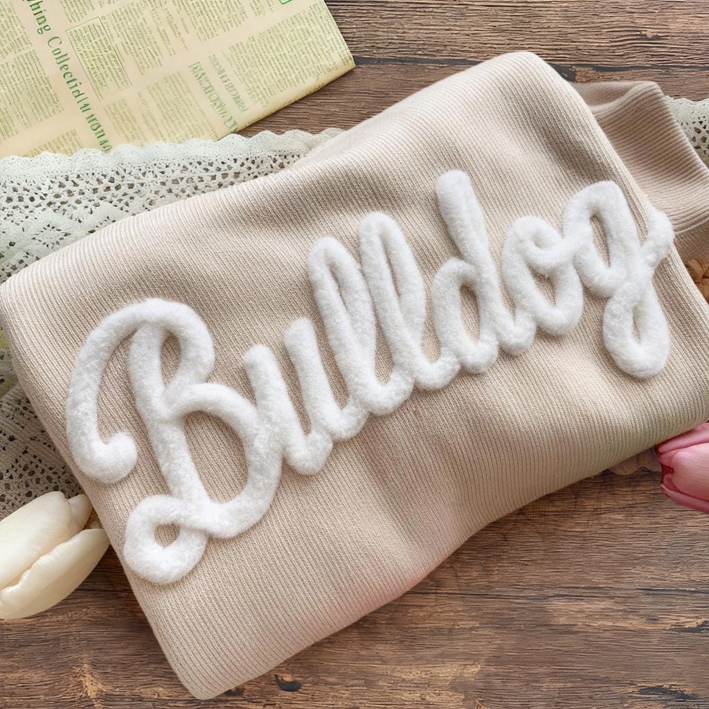 Custom Chenille Embroidered Team Sport Sweatshirt with Game Day Fuzzy Letter Unique Gift for Game Day