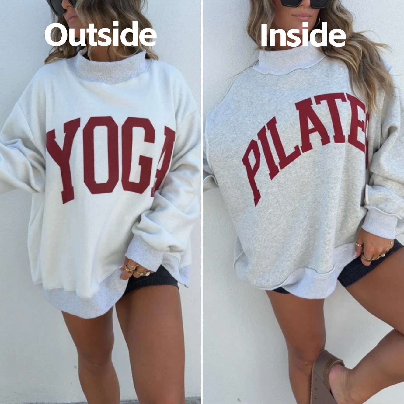Custom Pilates/YOGA Reversible Mockneck Sweatshirt with Double Sided Collar Unique Gift for Game Day