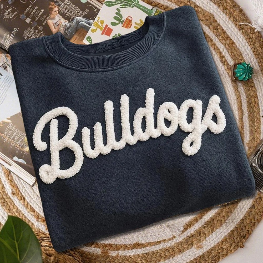 Custom Chenille Embroidered Team Sport Sweatshirt with Game Day Fuzzy Letter Unique Gift for Game Day