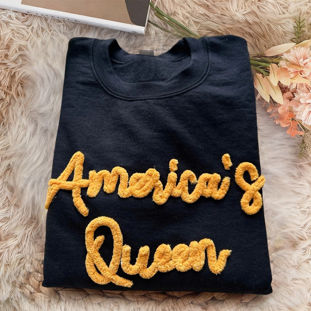 Custom Chenille Embroidered Team Sport Sweatshirt with Game Day Fuzzy Letter Unique Gift for Game Day