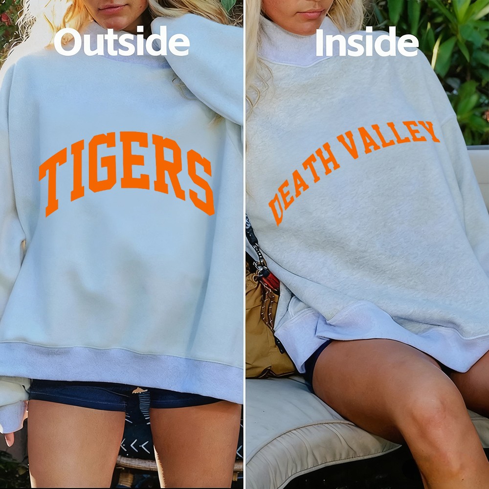 Custom Tigers/Death Valley Reversible Mockneck Sweatshirt with Double Sided Collar Unique Gift for Game Day