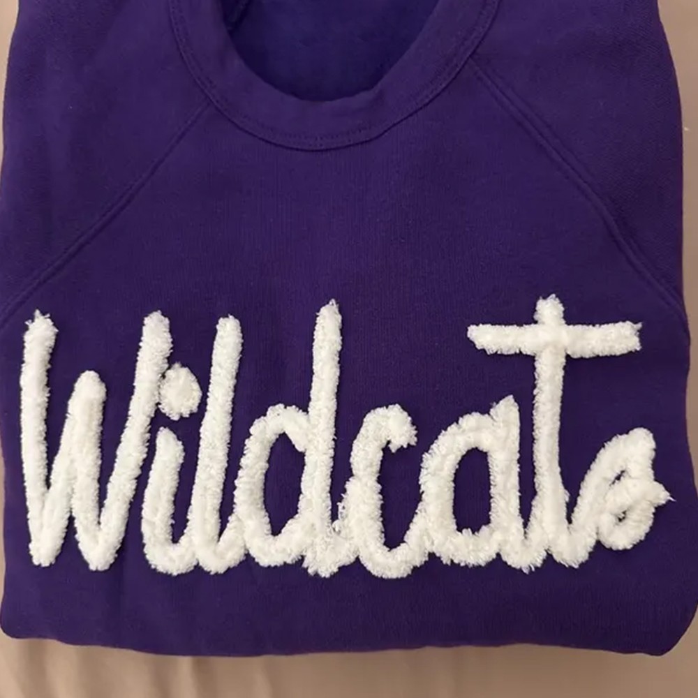 Personalized Chenille Embroidered Team Sport Sweatshirt with Game Day Fuzzy Letter Unique Gift for Game Day