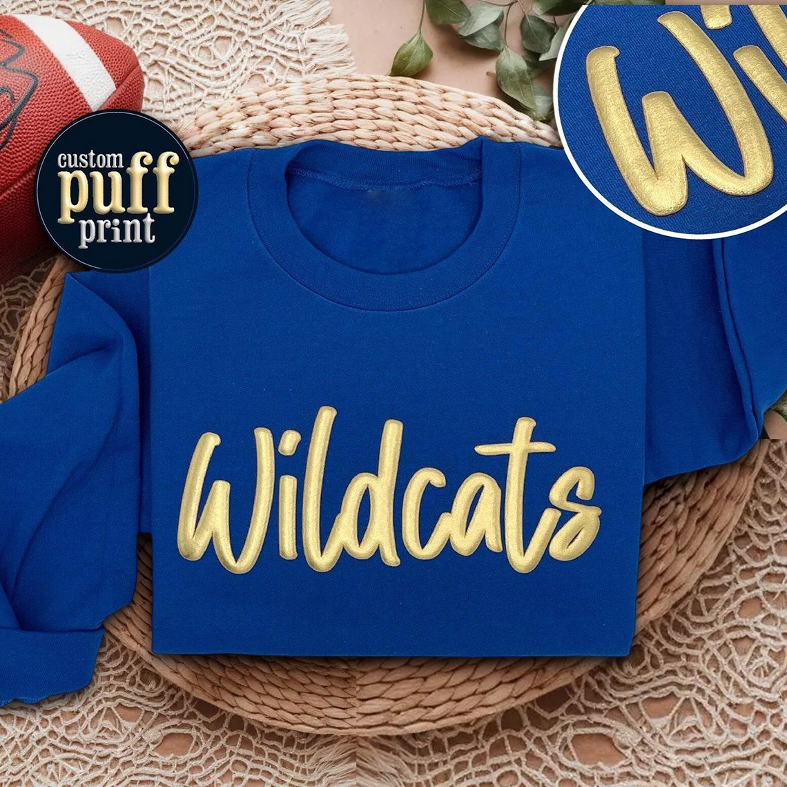 Custom Puff Print Team Sport Sweatshirt with Embossed Team Name Metallic Design Unique Gift for Game Day