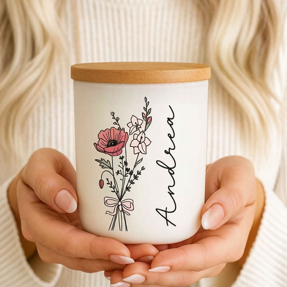 Personalized Birth Flower Candle Perfect Gift for Mom Grandma Mother's Day Gift Ideas