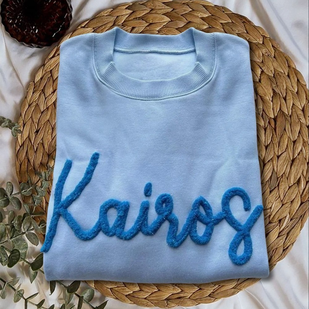 Custom Chenille Embroidered Team Sport Sweatshirt with Game Day Fuzzy Letter Unique Gift for Game Day