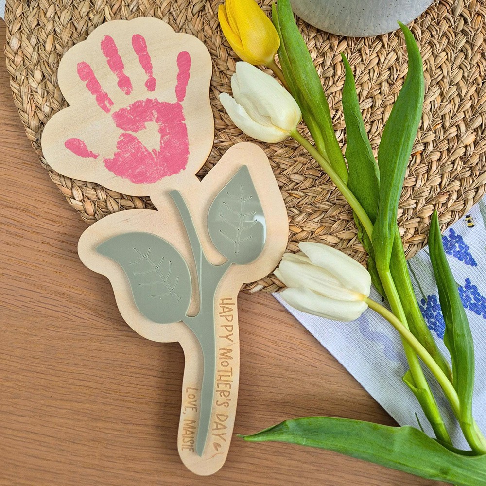 Personalized Mother's Day Handprint Flower Keepsake for Mom Grandma