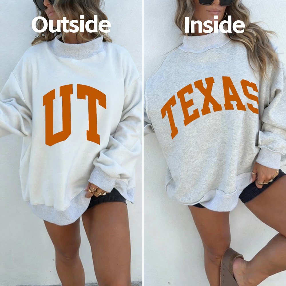 Custom Texas/UT Reversible Mockneck Sweatshirt with Double Sided Collar Unique Gift for Game Day