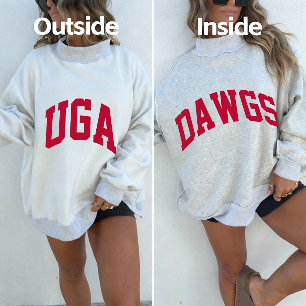 Custom Dawgs/UGA Reversible Mockneck Sweatshirt with Double Sided Collar Unique Gift for Game Day
