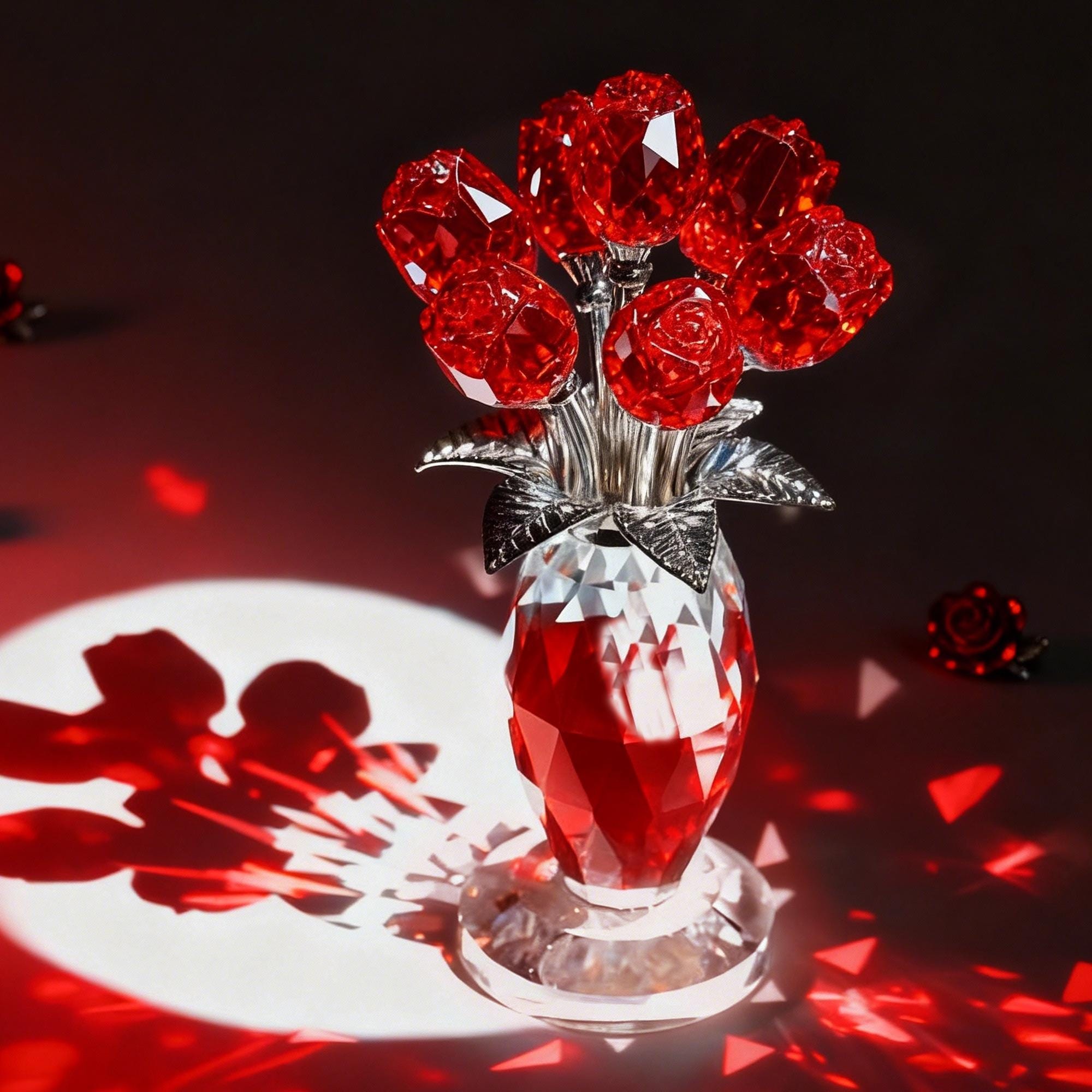 Crystal Glass Rose Bouquet Gift for Mom Grandma Mother's Day Gift Ideas