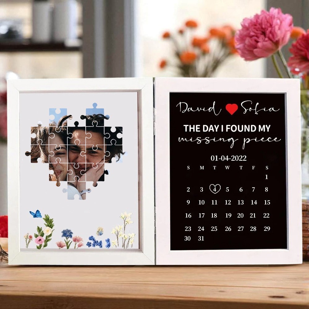 Custom Flowers Frame with Real Moon Phase for Anniversary Valentine's Day