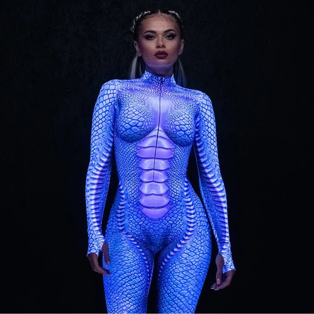 Purple Reptile Spandex Bodysuit Costume for Women Perfect Halloween Gift Ideas