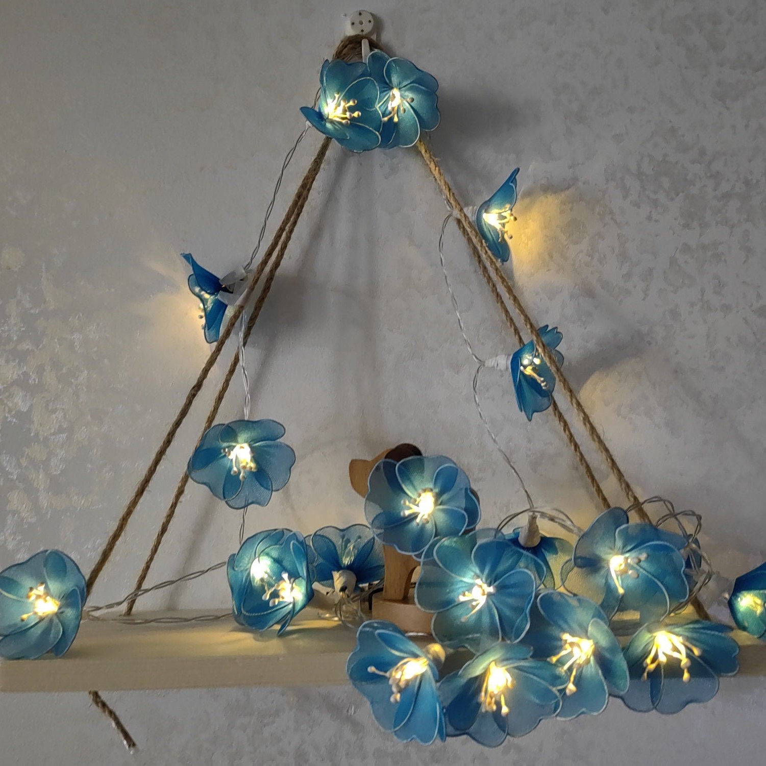 Handmade Cherry Blossom Fairy Lights Romantic Floral Garland Lighting for Bedroom Wedding and Christmas Gift Idea