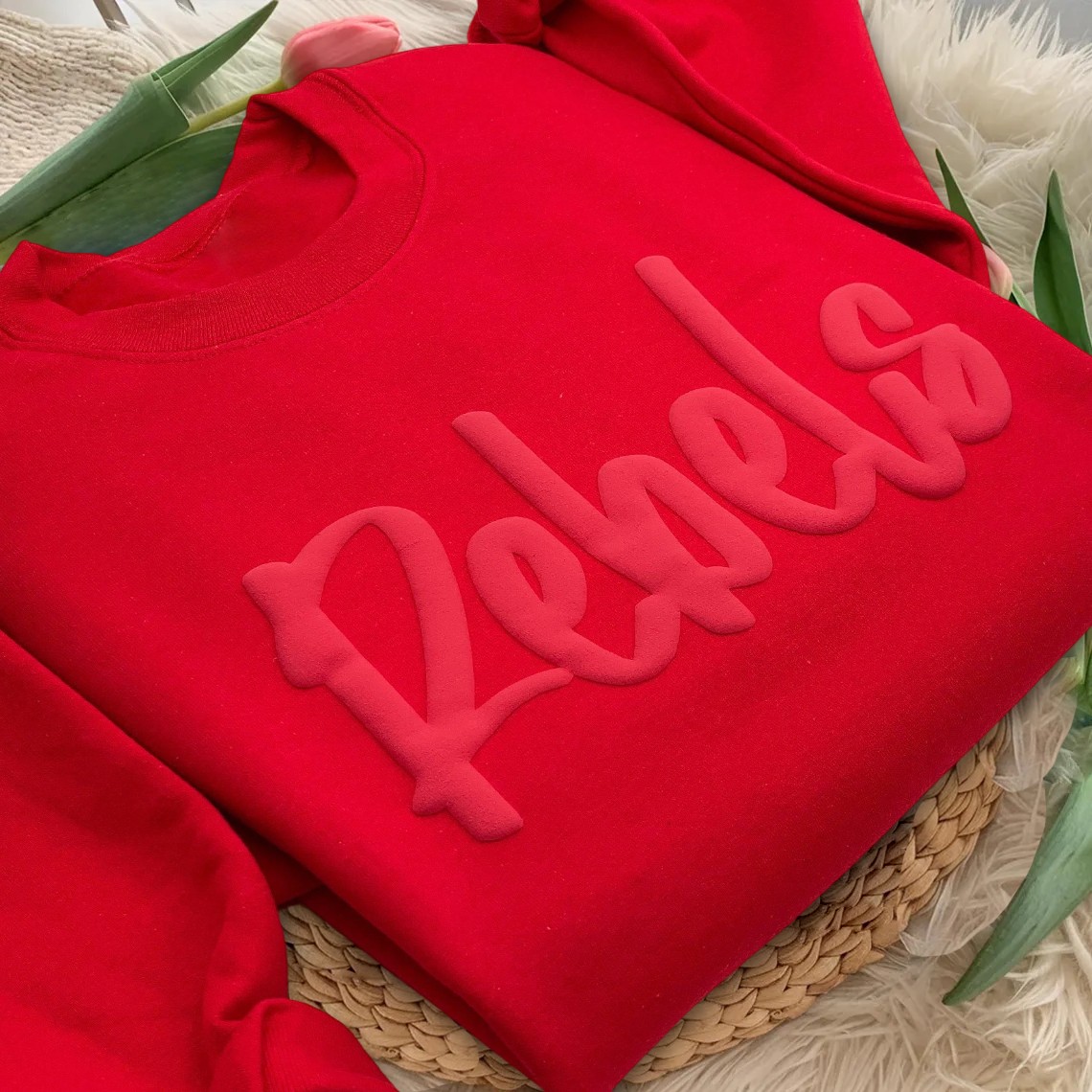 Custom Puff Print Team Sport Sweatshirt with Embossed Team Name Metallic Design Unique Gift for Game Day