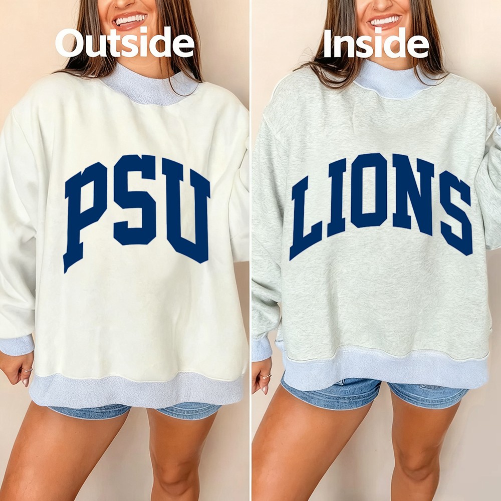Custom Lions/PSU Reversible Mockneck Sweatshirt with Double Sided Collar Unique Gift for Game Day