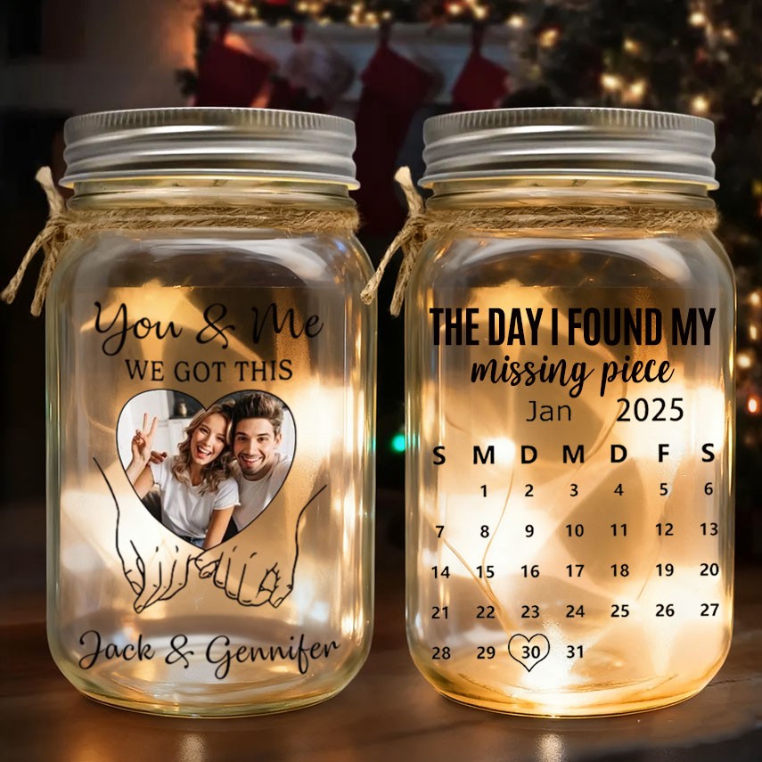 Personalized The Day I Found My Missing Piece Light Up Jars Keepsake Gift for Couple Anniversary Gift Valentine's Day Gifts