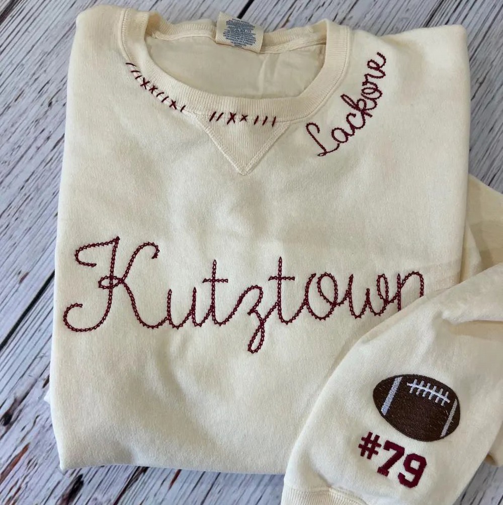 Personalized Football Team Embroidered Sweatshirt Hoodie with Number On Sleeve Game Day Gift