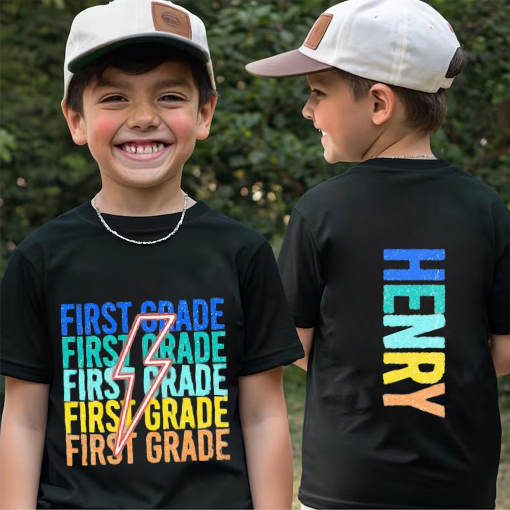Custom First Day of School T-Shirt with Kids Name Back to School Gift Ideas