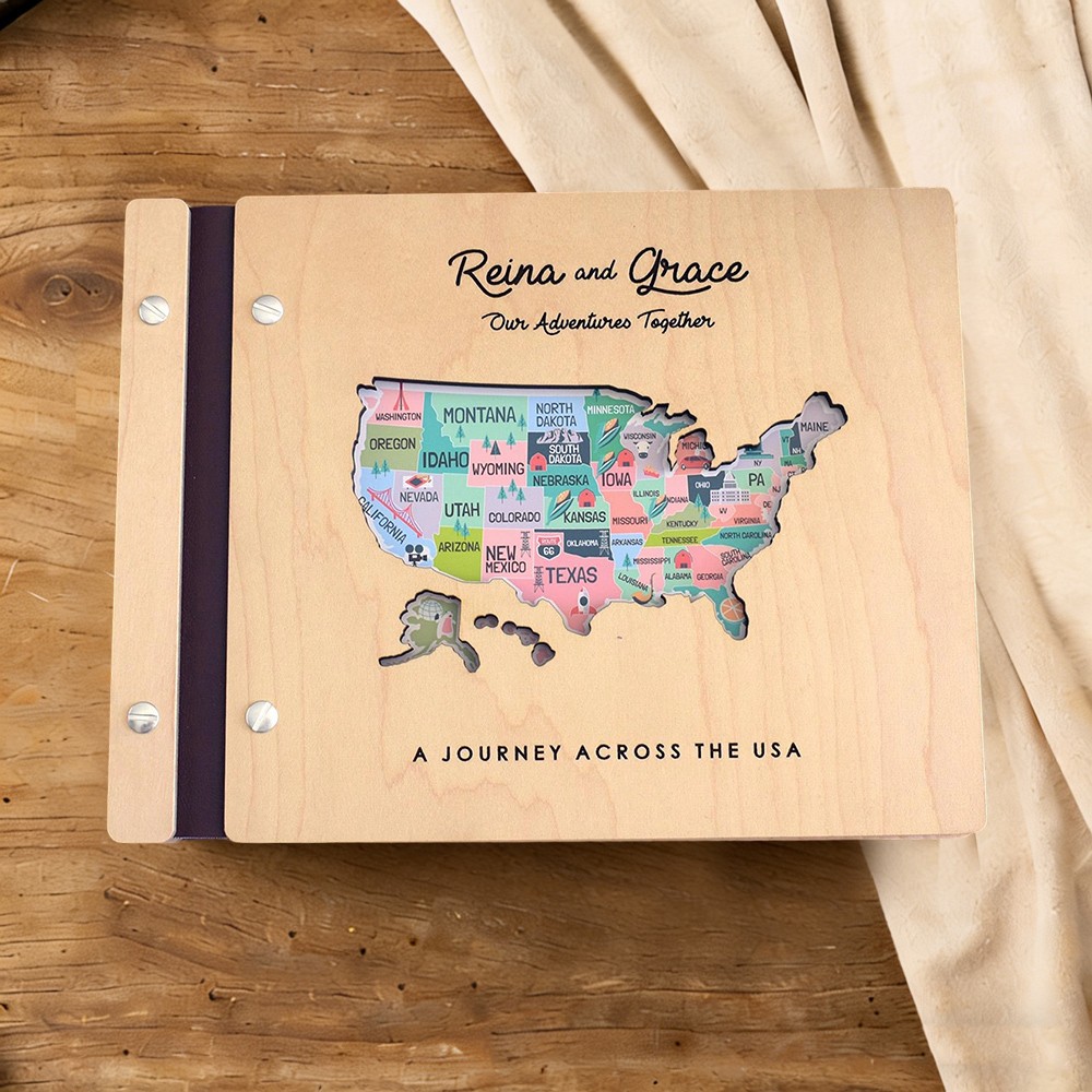 Our Adventure Book Personalized Wood Photo Album For Christmas Valentine's Day Anniversary Gift Ideas