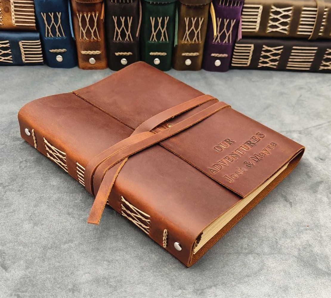 Our Adventure Book Personalized Leather Travel Photo Album For Christmas Valentine's Day Anniversary Gift Ideas