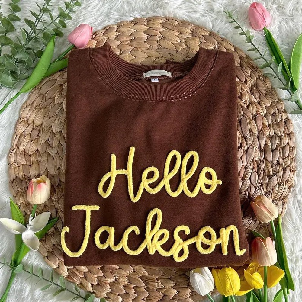 Custom Chenille Embroidered Team Sport Sweatshirt with Game Day Fuzzy Letter Unique Gift for Game Day