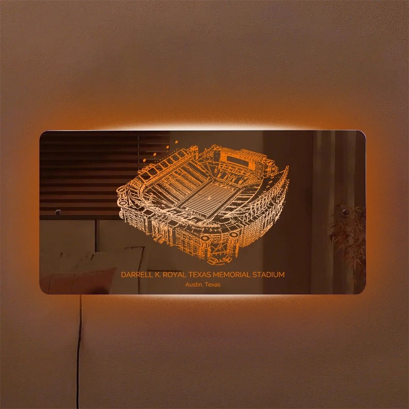 Darrell K Royal-Texas Memorial Stadium Mirror Light Unique Game Day and Christmas Gift for Sports Lovers