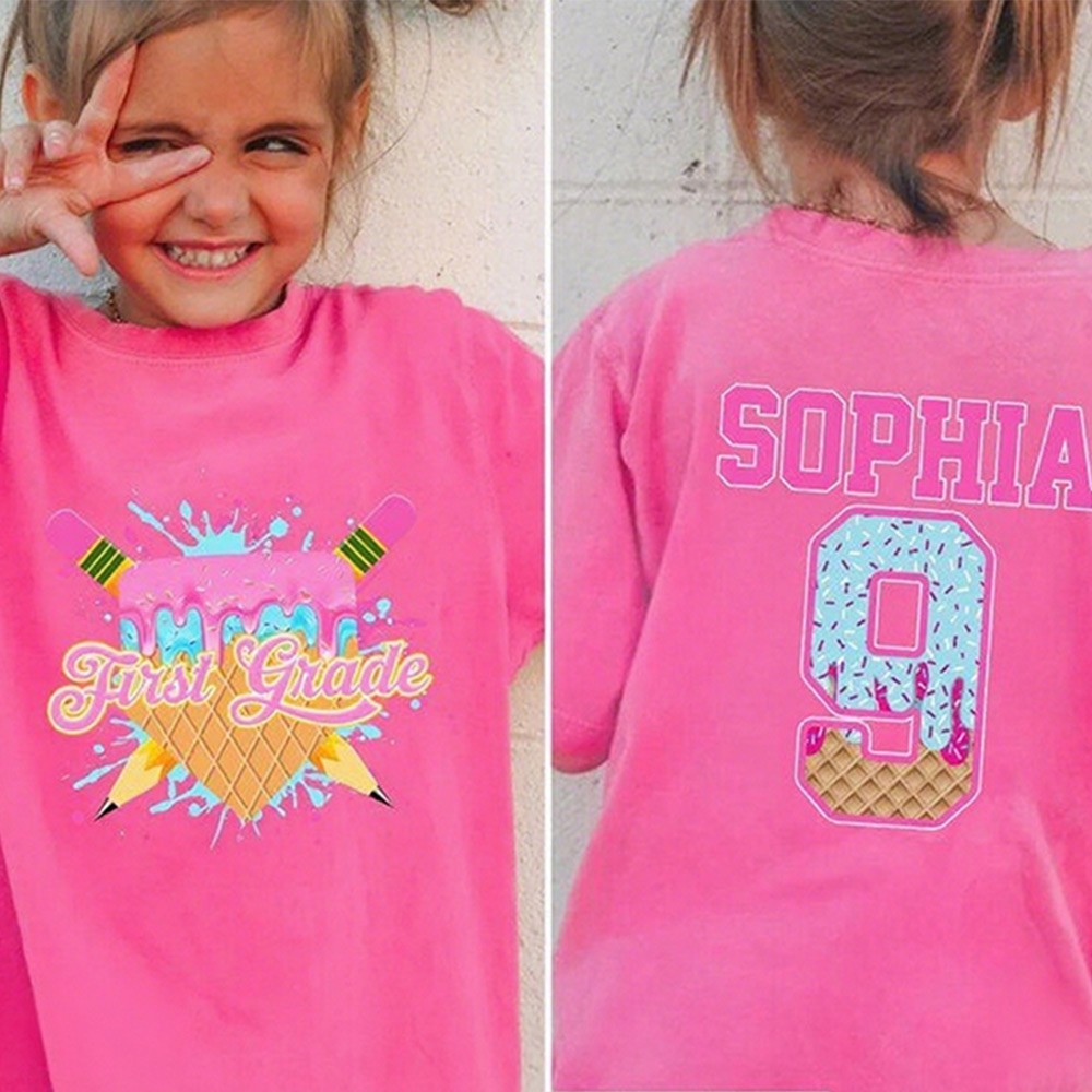 Personalized First Day of School T-Shirt with Kids Name Meaningful Gift for Children