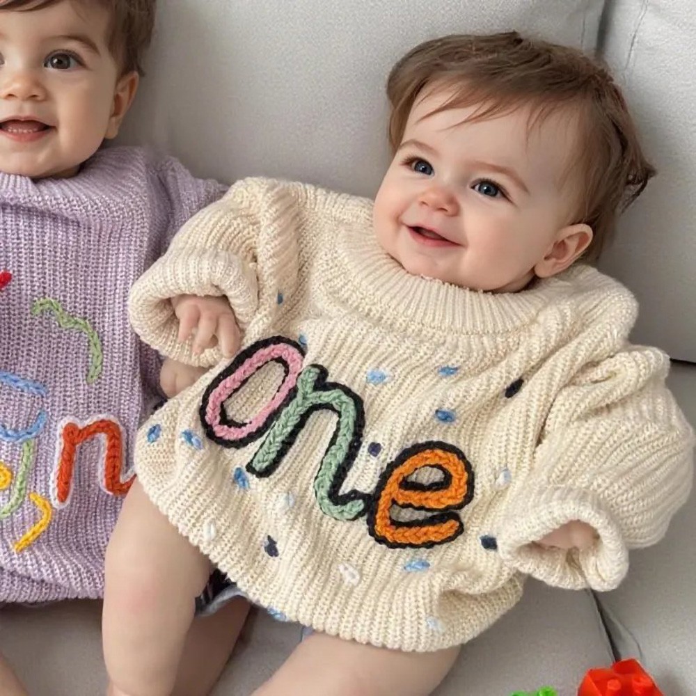 Personalized Hand-Embroidered One Sweater First Birthday Sweater Birthday Gift Ideas