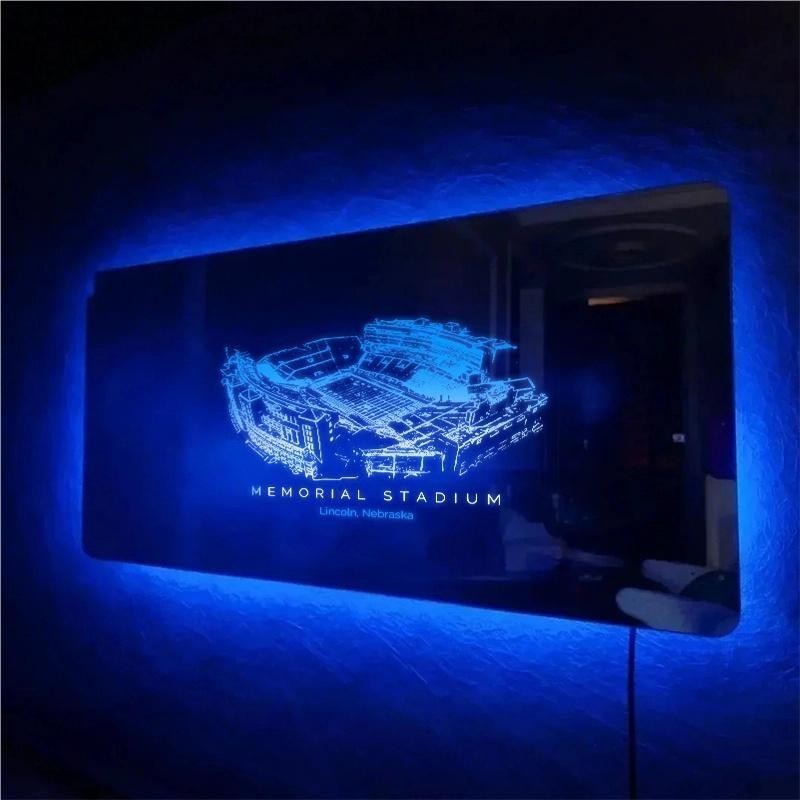 Memorial Lincoln Stadium Mirror Light Unique Game Day and Christmas Gift for Sports Lovers