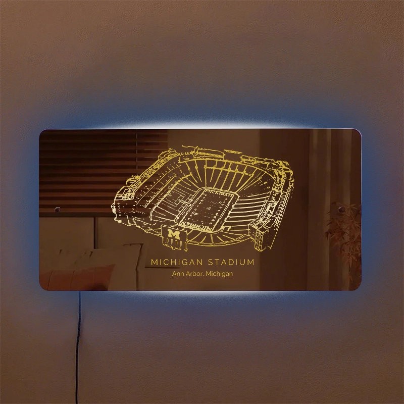 Michigan Stadium Mirror Light Unique Game Day and Christmas Gift for Sports Lovers