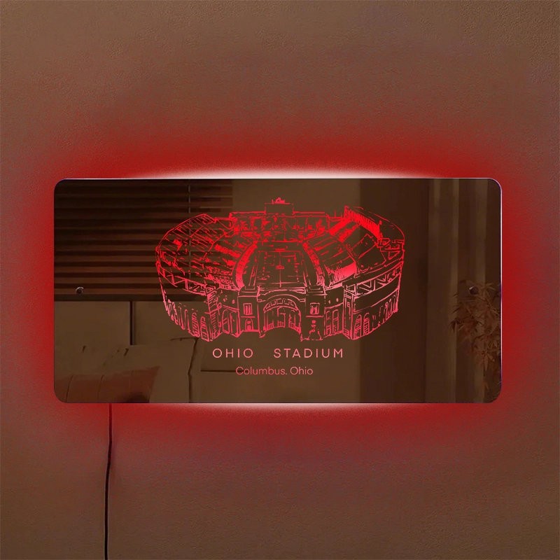 Ohio Stadium Mirror Light Unique Game Day and Christmas Gift for Sports Lovers
