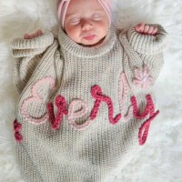 Personalized Hand-Embroidered Baby Sweater with Baby Name Unique Newborn Gift