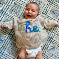 Custom Hand-Embroidered Baby Sweater with Baby Name Unique Gift for Mom Newborn Gift Ideas