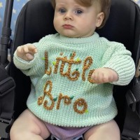 Custom Little Bro Hand-Embroidered Sweater Personalized Knit Newborn Outfit for Mom Baby Gift Ideas