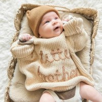 Personalized Little Brother Hand-Embroidered Sweater Personalized Knit Newborn Outfit Unique Baby Gift 