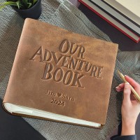 Our Adventure Book Personalized Leather Travel Photo Album For Christmas Valentine's Day Anniversary Gift Ideas