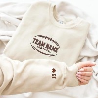 Custom Football Team Embroidered Sweatshirt Hoodie with Number On Sleeve Perfect Gift for Husband Son