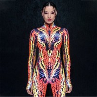 Glow in the Dark Orange Snake Costume Dragon Reptile Bodysuit Perfect Halloween Gift Ideas 