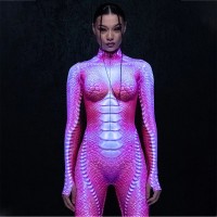 Pink Reptile Spandex Bodysuit Costume for Women Perfect Halloween Gift Ideas