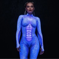 Purple Reptile Spandex Bodysuit Costume for Women Perfect Halloween Gift Ideas
