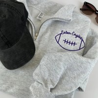 Custom Football Team Embroidred Quarter Zip Sweatshirt Hoodie Unique Gift for Husband Son