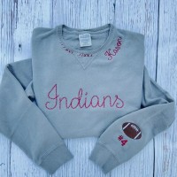 Custom Football Team Embroidered Sweatshirt Hoodie with Number On Sleeve Game Day Gift