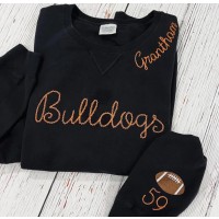 Personalized Football Team Embroidered Sweatshirt Hoodie with Number On Sleeve Perfect Gift for Husband Son